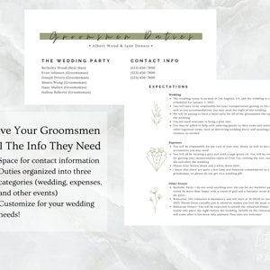Groomsmen Duties Template | Downloadable Canva Template | Editable ...