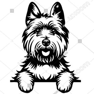 Australische terriër Peeking Dog terriër svg Ras Commercieel blije Australische terriër clipart Hond Hound SVG Dxf PNG EPS Cricut Cut File