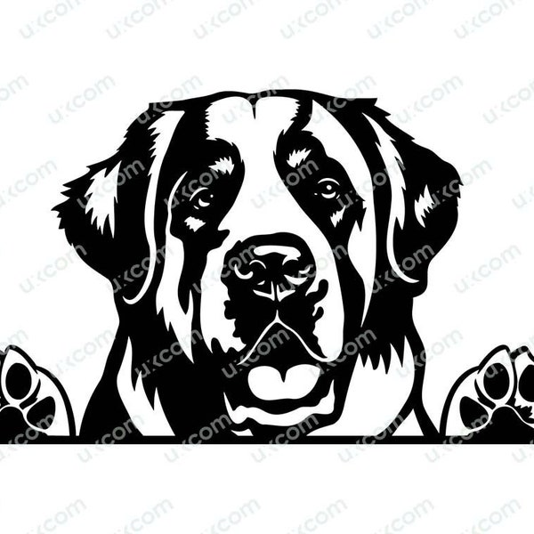 Saint bernard svg Peeking dog st bernard Breed Commercial bernard dog mom dad dog lover Logo Dxf PNG EPS Clipart Cricut Cut vinyl decals