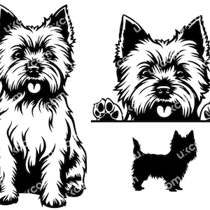 Cairn Terriër Gluren poten 3 Cairn Terriër SVG Ras Commerciële Canine Cairn Terriër Logo SVG PNG EPS dxf Clipart Vector Cricut Cut Cutting