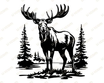 Alce svg cricut archivo de corte comercial alce animal bosque eps svg dxf vinilo calcomanías alce clipart alce camiseta corte corte sublimación láser