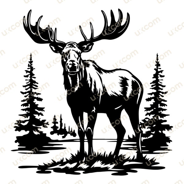 Moose svg cricut cut file commercial moose animal forest eps svg dxf vinyl decals moose clipart moose tshirt cut cutting laser sublimation