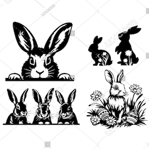Bunny svg peeking Set 5 files rabbit cricut Easter cut file hare commercial CNC Svg Dxf vinyl decals bunny clipart tshirt laser sublimation