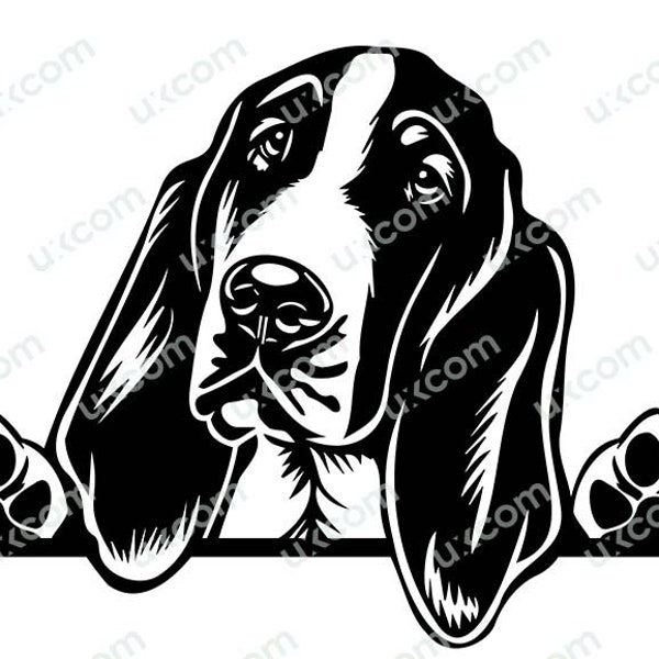 Basset Hound Peeking Dog Basset Svg cut file Commercial breed Canine Dxf SVG PNG EPS Basset Clipart Vector Cricut Cut File vinyl laser cut