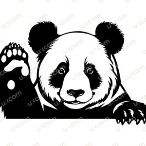Panda gluren SVG gesneden bestand cricut schattige Panda Hallo hallo clipart tshirt commerciële silhouet panda logo bos dieren panda DXF SVG AI png