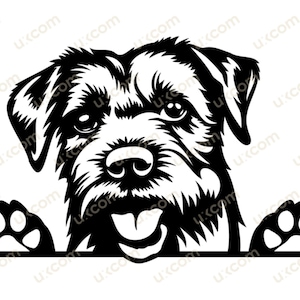 Border Terrier Peeking Dog svg gelukkig border terrier moeder Commerciële vinyl stickers Logo SVG PNG EPS Clipart Vector Cricut Cut Cutting File