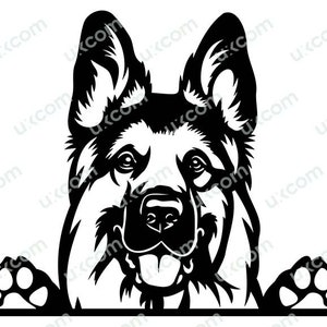 German shepherd svg log hair Peeking Dog Commercial cute Pet Hound Animal Logo Dxf PNG EPS Clipart Cricut Cut Cutting File