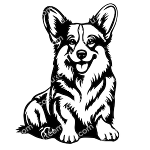Corgi SVG Corgi Ras Pembroke Welsh Corgi Zittend Commerciële Corgi Clipart CNC SVG Png Eps Dxf Vector Cricut Cut bestand vinyl laser graveren