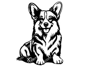 Corgi svg corgi Raza Pembroke Welsh Corgi sentado Comercial corgi clipart CNC SVG Png Eps Dxf Vector Cricut Cut archivo vinilo grabado láser