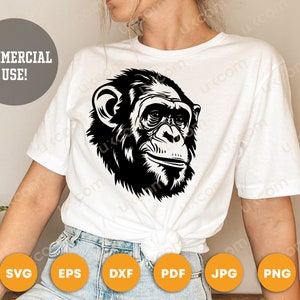 Chimpanzee Svg Cut File Cricut Wild Animal Monkey Clipart Chimpanzee ...