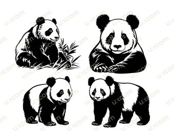 Panda espreitando arquivo de corte svg cricut panda fofo bebê clipart camiseta silhueta comercial pacote decalques de vinil logotipo animais da floresta dxf ai eps