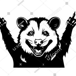 Opossum middle finger funny possum tshirt Commercial possum black white cricut logo vinyl decals SVG PNG EPS Clipart Vector Cut Cutting File