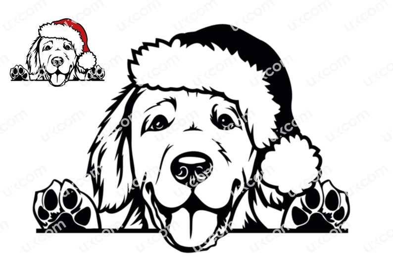 Golden Retriever Svg Golden Santa Hat Golden Peeking Dog Christmas ...