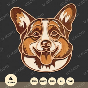 Corgis Multilayer SVG Kommerzieller Hund Schattenbox Corgis Schichten Corgis dxf dwg ai eps Cricut Cut Cutting Vinyl CNC Laser Silhouette