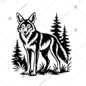 Coyote SVG Cricut Cut File – Commercial Coyote Forest Clipart Coyote EPS Svg DXF Vinyl Decals Coyote Clipart Shirt Laser Cut Sublimation