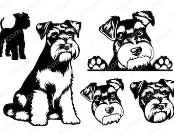 Schnauzer terrier Peeking Dog bundle set Schnauzer svg  Schnauzer mom dog gift Logo Commercial SVG Dxf PNG EPS Clipart Cricut laser cut file