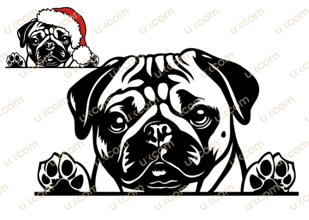 Pug Peeking Dog Breed Commercial Pedigree Canine Cute Pug SVG Cricut ...
