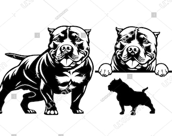 American Bully Peeking Dog 3 Commercial bundle bully Pedigree happy bully SVG Logo PNG EPS Clipart Vector Bully dog Cricut Cut File vinyl