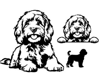 Cockapoo svg set peeking cavapoo cute cockapoo dog Commercial canine CNC SVG EPS Png Dxf bulldog Clipart Vector Cricut Cut File vinyl laser