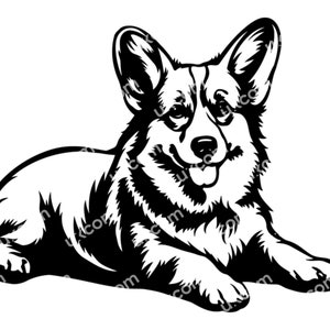 Corgi SVG Corgi Ras Pembroke Welsh Corgi Liggend Commerciële Corgi Clipart CNC SVG Png Eps Dxf Vector Cricut Cut bestand vinyl lasergravure