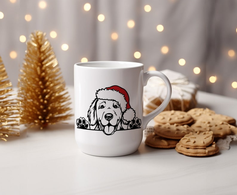 Golden Retriever Svg Golden Santa Hat Golden Peeking Dog Christmas ...
