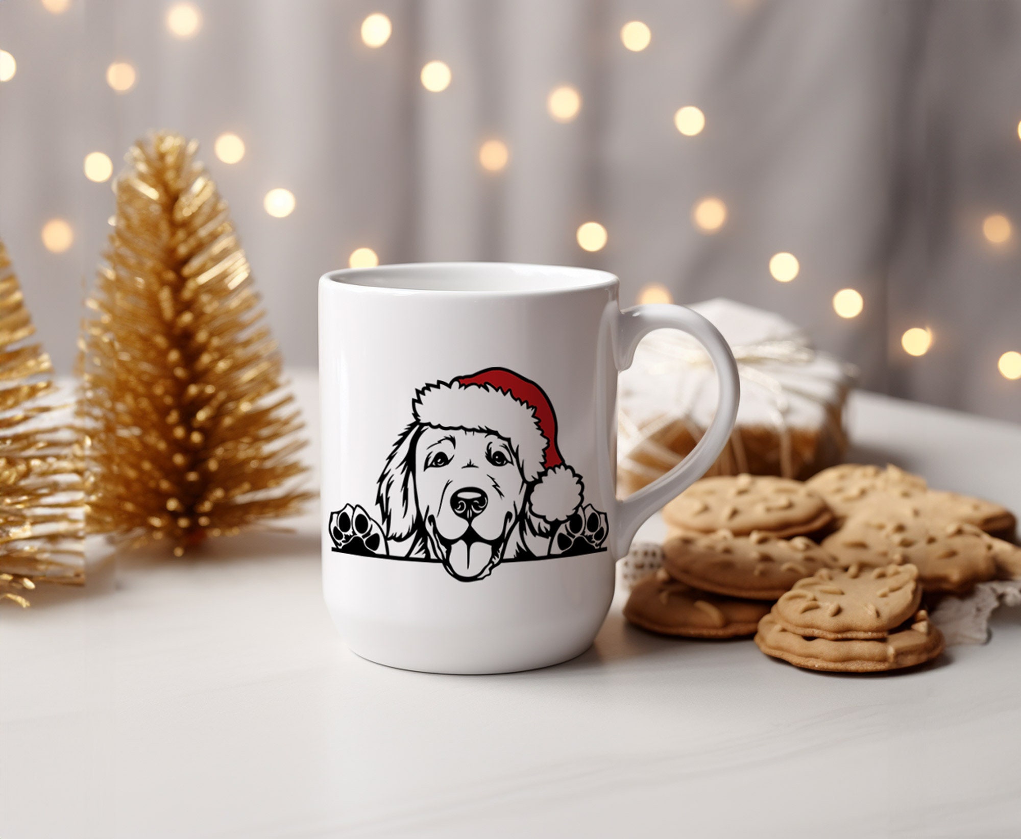 Golden Retriever Svg Golden Santa Hat Golden Peeking Dog Christmas ...