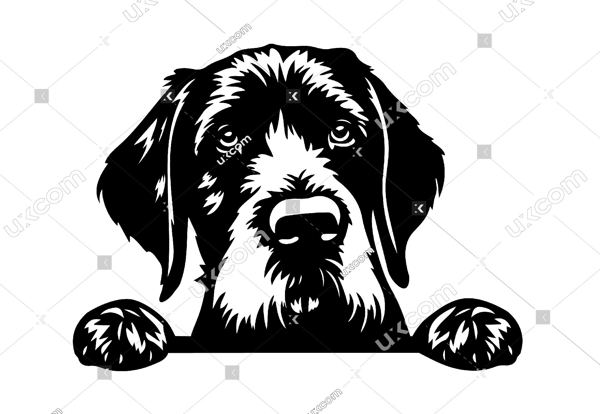 German Wirehaired Pointer SVG Peeking pointer Dog Commercial german pointer Canine Logo CNC Svg Png EPS Dxf Clipart Vector Cricut Cut File