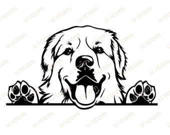Great pyrenees Peeking svg Dog Commercial happy pyrenees mom silhouette vinyl dxf PNG EPS Clipart Vector canine Cricut Cut Cutting File