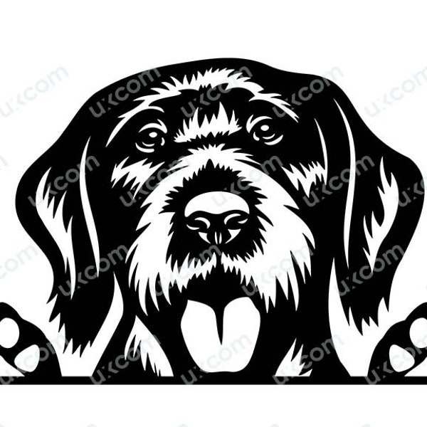 German Wirehaired Pointer SVG Peeking Dog Breed Commercial Canine Pet Hound Animal Logo PNG EPS dxf Clipart Vector Cricut Cut Cutting File