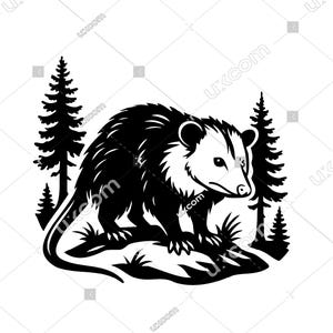 Opossum SVG Cricut Cut File – Forest Animal Cute Opossum Clipart DXF EPS Png for Vinyl Decals, T-Shirts, Laser Cutting, Opossum Sublimation