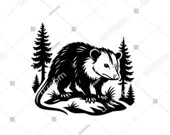 Opossum SVG Cricut Cut File – Forest Animal Cute Opossum Clipart DXF EPS Png for Vinyl Decals, T-Shirts, Laser Cutting, Opossum Sublimation