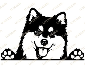 Finnish Lapphund svg happy Finnish Lapphund Peeking Dog paws Commercial canine PNG EPS Clipart Vector Cricut Cut Cutting File laser pedigree