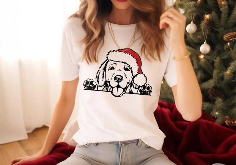 Golden Retriever Svg Golden Santa Hat Golden Peeking Dog Christmas ...