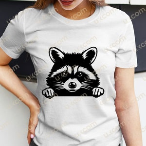 Raccoon peeking raccoon Commercial cute racoon black and white cricut logo tshirt vinyl decals SVG PNG EPS Clipart Vector Cut Cutting File image 4