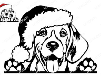 Beagle kikar hund svg beagle santa hatt kommersiell beagle SVG Dxf Png EPS beagle Clipart hundvektor Cricut Cut skärfil laservinyl