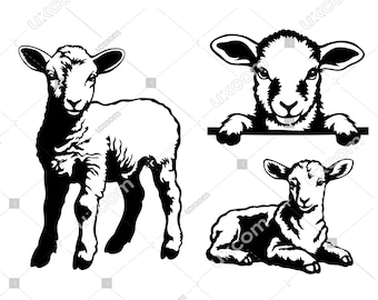 Lamb svg peeking lamb full body 3 files cricut Easter cut file sheep commercial CNC Svg Dxf vinyl decals lamb clipart tshirt cut file laser