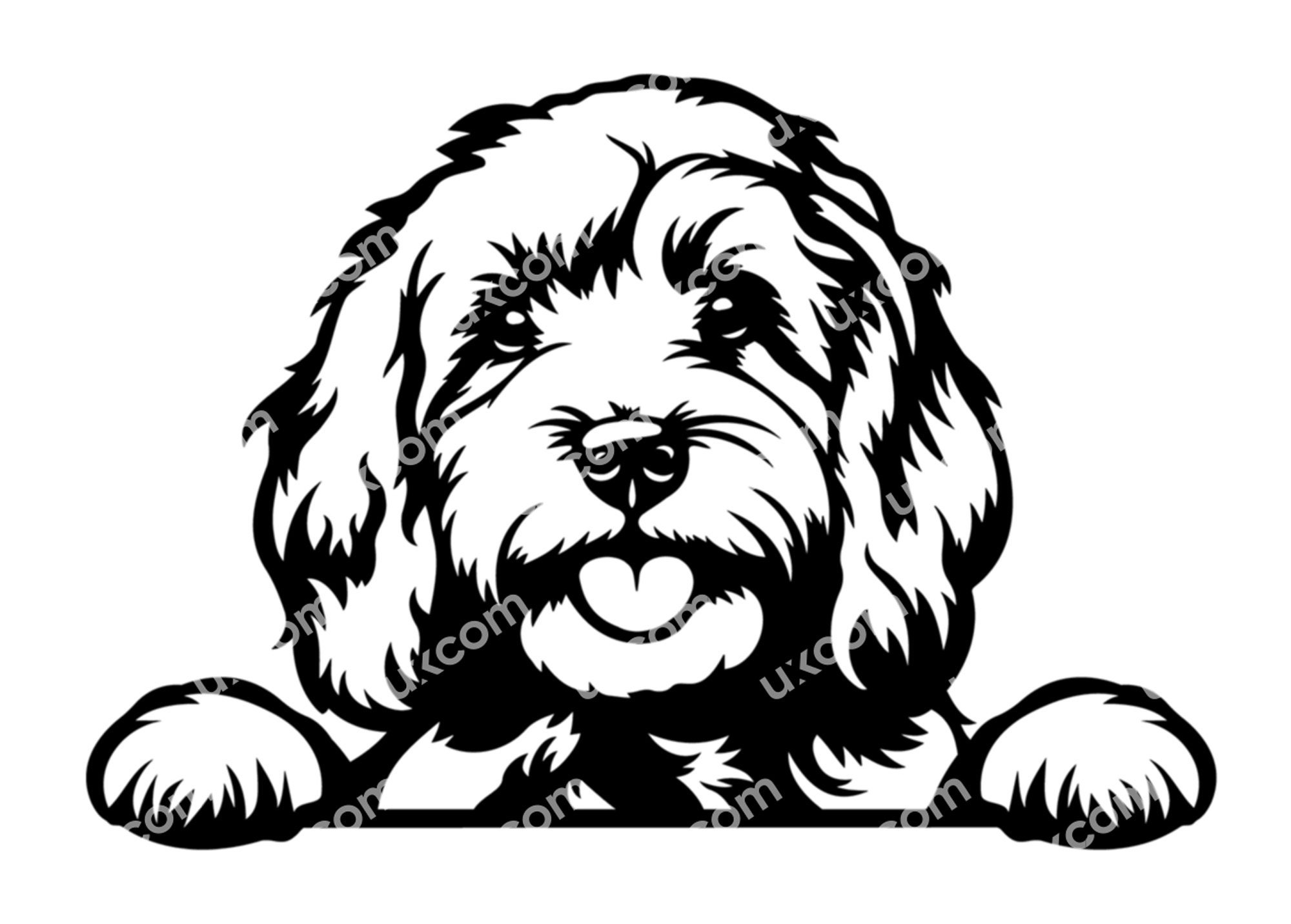 Cavapoo Peeking Dog Happy Cockapoo SVG Commercial Doodle Cavoodle CNC ...