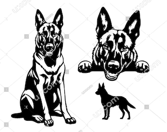 Belgian malinois Peeking Dog 3 Belgian malinois svg set bundle Belgian malinois laser Cut File CNC SVG Eps Dxf Clipart Vector Cricut vinyl