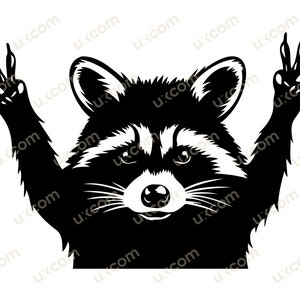 Mapache paz divertida camiseta de mapache Comercial lindo mapache negro blanco cricut logo vinilo calcomanías SVG PNG EPS Clipart Vector Cut Archivo de corte