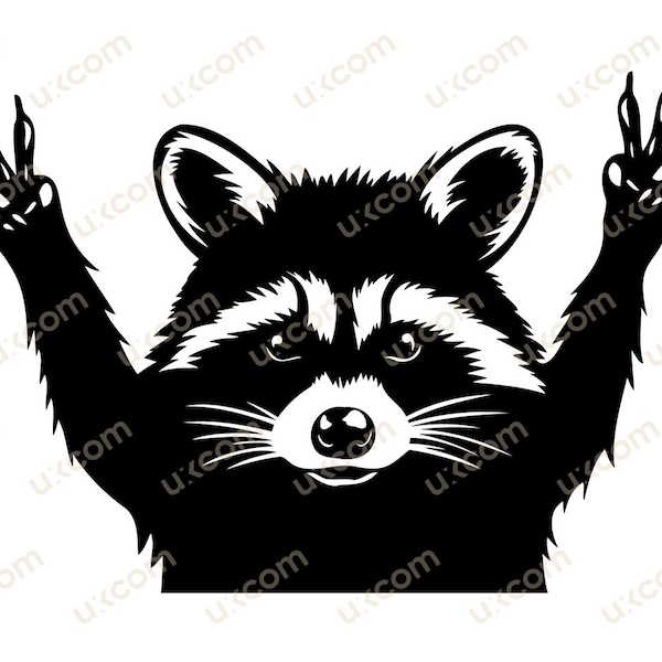 Raccoon peace funny raccoon tshirt Commercial cute racoon black white cricut logo vinyl decals SVG PNG EPS Clipart Vector Cut Cutting File