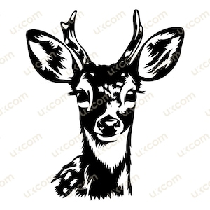 Kleines Reh Porträt SVG Schnittdatei Cricut niedliches Reh Daniel Baby T-Shirt Tassen Design Clipart kommerzielle Grafik Vinyl Aufkleber Waldtiere
