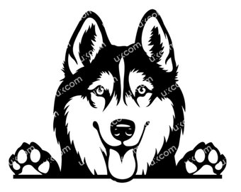 Siberian husky Peeking Dog Husky SVG husky cutting happy husky Commercial breed Canine Dxf PNG EPS Husky Clipart Cricut Cut File vinyl laser