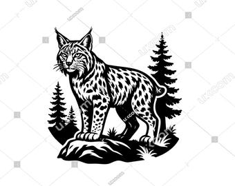File di taglio Cricut SVG Lynx – Decalcomanie in vinile commerciali Lynx Bobcat Forest EPS Svg DXF Lynx Clipart Lynx T-shirt Cut Taglio Laser Sublimazione