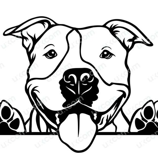 Pit Bull Terrier American Peeking Dog Paws breed Commercial Hound Animal Logo SVG Dxf PNG EPS Clipart Cricut Cut Cutting File
