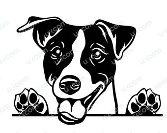 Jack Russel Terrier Peeking Dog Breed Cute jack russel svg canine happy jack russel clipart Logo SVG PNG EPS Vector Cricut Cut Cutting File