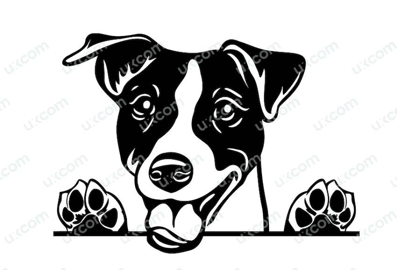 Jack Russel Terrier Peeking Dog Breed Cute jack russel svg canine happy jack russel clipart Logo SVG PNG EPS Vector Cricut Cut Cutting File image 1
