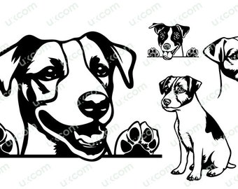 Jack Russel svg Terrier Peeking Dog bundle commercial cute jack russel mom dog lover Logo SVG PNG EPS Clipart Vector Cricut Cut Cutting File