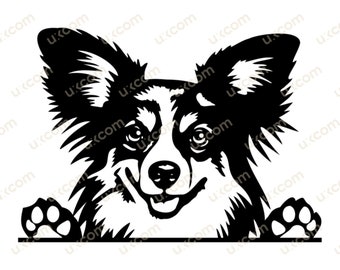 Papillon Peeking Dog svg papillon mom cute papillon cricut vinyl decals welcome sign PNG EPS dxf Clipart Vector Cricut Cut Cutting File
