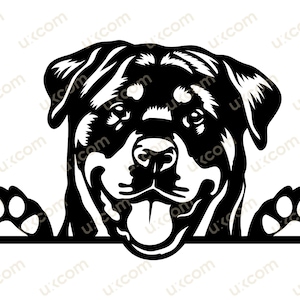 Rottweiler Gluren Hondenras Commerciële rottie moeder Canine Pet Hound Animal Logo SVG PNG EPS dxf Clipart Vector Cricut Cut Cutting File
