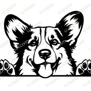 Corgi Gluren Hond corgi svg Ras Pembroke Welsh Corgi Commerciële clipart Dierenlogo SVG PNG EPS dxf Clipart Vector Cricut Cut Cutting File